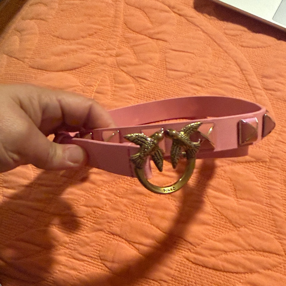 Pinko Pink Belt with Gold Starfish Accent